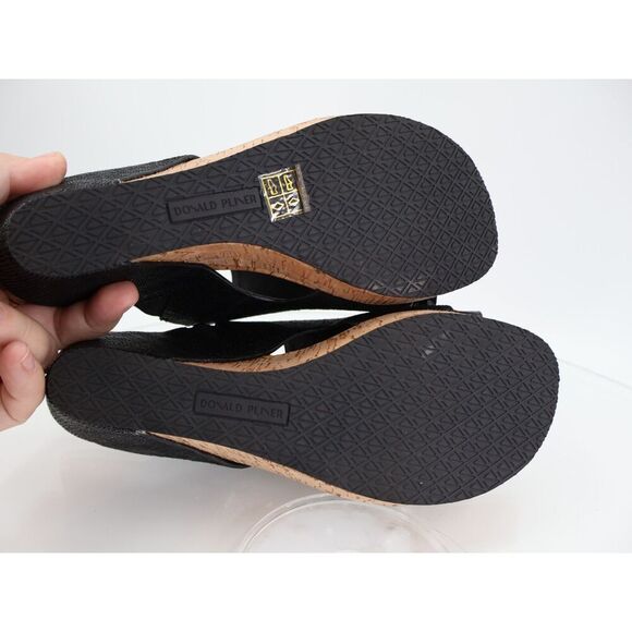 Donald J. Pliner Gyer2 Womens Leather Slip On Wedge Sandals Black Size 8.5 Thong - Picture 12 of 13